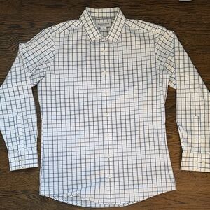 Mizzen+Main Men's White and Navy Checkered Shirt